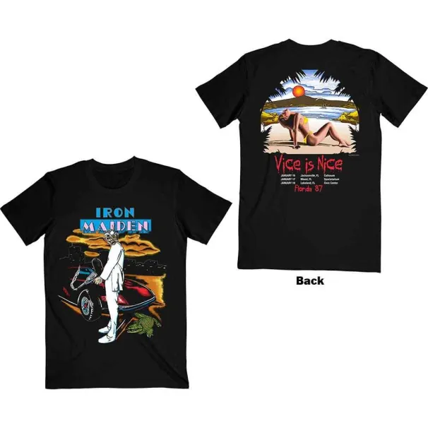 Classic Rock Metal Band Tshirt Iron Maiden T Shirt Mens Womens Tees Top Vice Is Nice Florida 87 Tour Official Mens Black_viptrois.com
