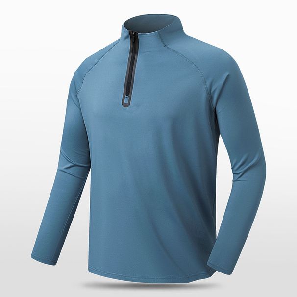 Men'S Semi-Zipper Sports Long-Sleeved T-Shirt Sweater Shooting Suit Warm Skin-Friendly Fitness Coat Running Quick-Drying Clothes_viptrois.com
