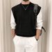 Men's Clothing Autumn And Winter New Fake Two Piece Black Sweater Men's College Style Knitted Sweater Boys Lazy Style Men's Clothing Trend_viptrois.com