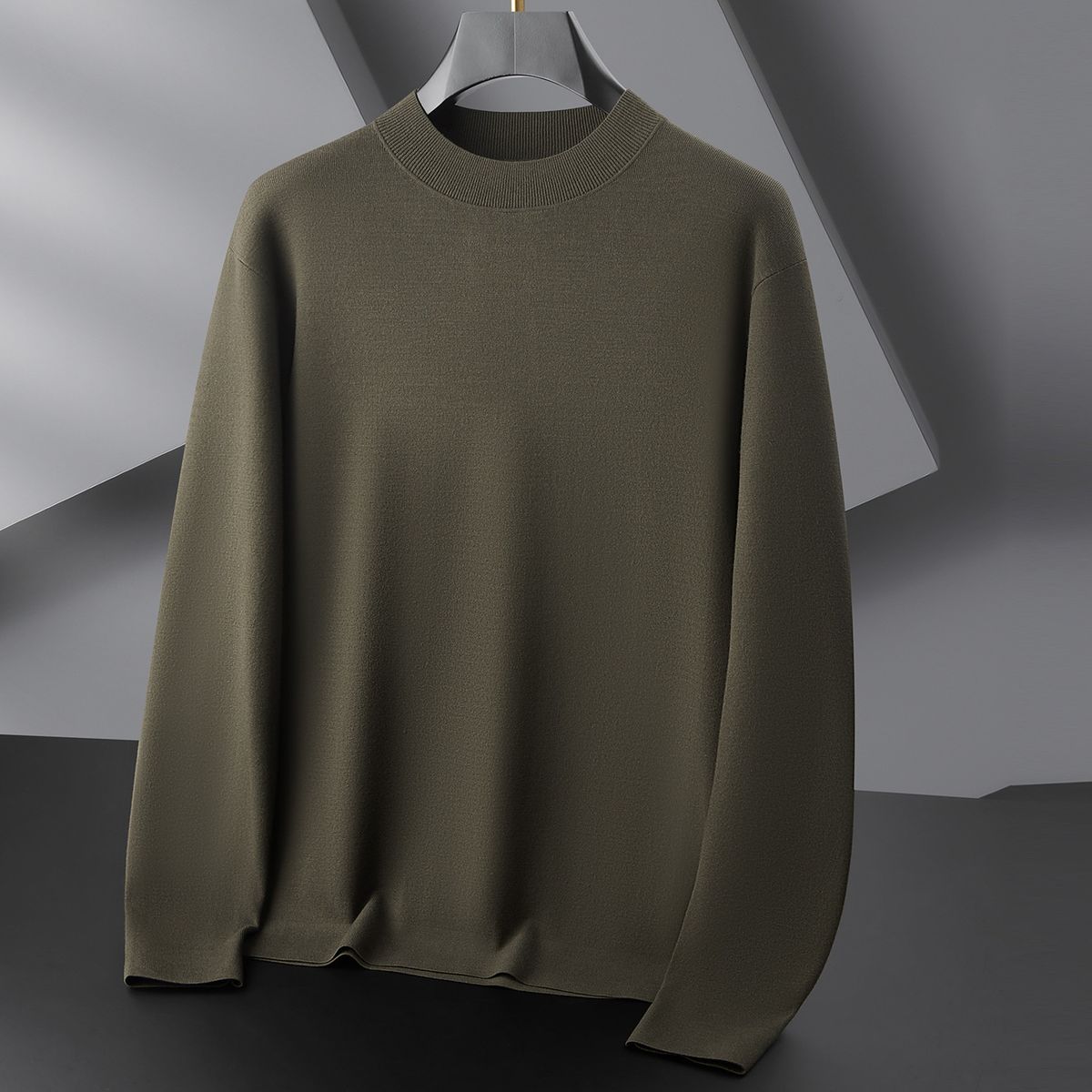 2025 Autumn New Men's Warm Plus Size Sweater Knitted Solid Color Long Sleeve Knitwear Base Sweatshirt_viptrois.com