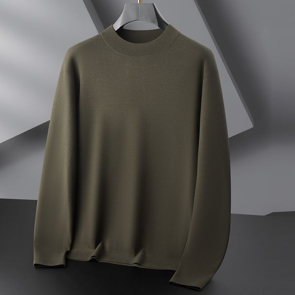 2025 Autumn New Men's Warm Plus Size Sweater Knitted Solid Color Long Sleeve Knitwear Base Sweatshirt_viptrois.com