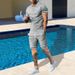 Men's Clothing Summer Lapel Short Sleeved Shorts Youth T Shirt Set_viptrois.com