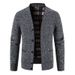 Korean Style Men's V-Neck Cardigan – Thick Knit Sweater Jacket For Autumn & Winter (Light Gray/Dark Gray/Burgundy/Brown/Blue-Gray, M-4XL)_viptrois.com