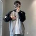 Pure Color-Block Stand Collar Striped Knit Men Spring Autumn Zipper Cardigan Sports Sweater American Casual Trendy Jacket_viptrois.com