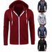 Men's Zip-Up Hooded Sweatshirt - Heavyweight Fleece-Lined Pullover With Side Pockets (Black/Navy/Charcoal/Light Gray/Maroon)_viptrois.com