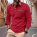 Pulse European And American Foreign Trade Autumn Long Sleeve Button Color Block Men's Sports Polo Shirt_viptrois.com