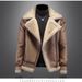 Men's Oversized Faux Shearling Jacket – Fleece-Lined Winter Coat With Notched Collar (Sizes M-5XL, Coffee Brown)_viptrois.com
