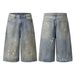 Men's Clothing Street Personality Ink Splash White Dot Distressed Wide Leg Jeans Washed Distressed Loose Embroidered Wide Leg Pants_viptrois.com