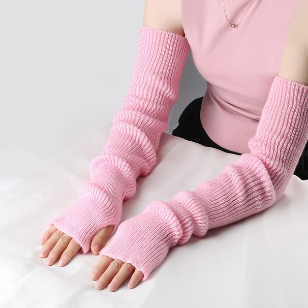 Unisex Warm woolen gloves acrylic long finger sleeves open finger fashion extended knitted sleeves_viptrois.com