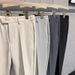 Men's Slim-Fit Dress Pants – Lightweight Polyester Straight-Leg Trousers For Casual & Business (95% Polyester, Non-Stretch)_viptrois.com