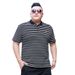 Men's Clothing Summer fashion extra large striped men's lapel t-shirt fat guy fat oversized short-sleeved T-shirt top XXXXXL_viptrois.com