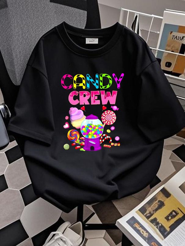 Sweetie Candy Squad Candy Land Candy Crew Decorations Halloween Pumpkins T-Shirt Stylish Summer Streetwear Top For Everyday Wear Soft Stretched_viptrois.com