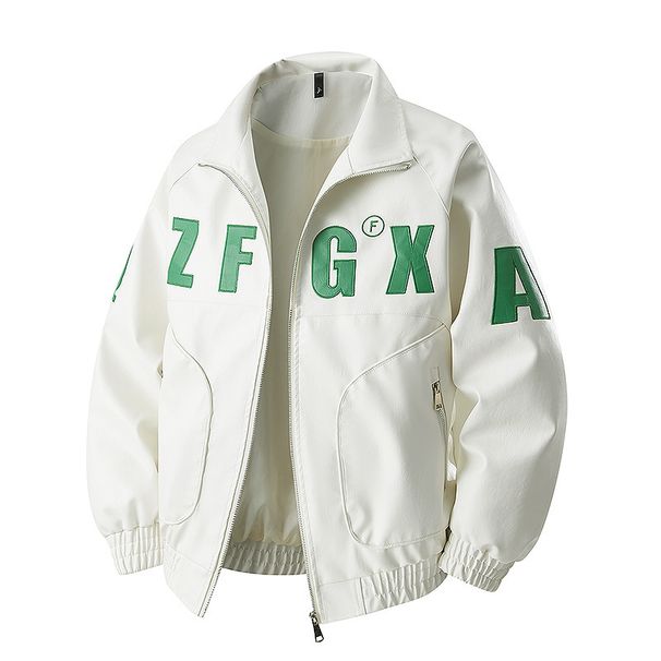 American Spring And Autumn Locomotive Leather Jacket PU Leather Port Style Loose Versatile Handsome Jacket_viptrois.com
