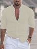 Men's Clothing 2025 New Solid Color Linen Stand Collar Cardigan Long Sleeve Loose Men's Shirt_viptrois.com