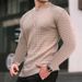 2025 Autumn And Winter Slim Fit Plaid Hoodie Men's Round Neck Pullover Solid Color Casual Sports Knit Sweater_viptrois.com