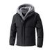 Men's Waterproof Windproof Hooded Jacket – Winter-Ready Fleece-Lined Coat With Zip Closure (Black/Beige/Grey, EU XXS-XXXL)_viptrois.com