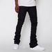Men's Stretch Denim Stacked Pants - Patchwork Straight Leg Jeans For Streetwear & Urban Fashion_viptrois.com