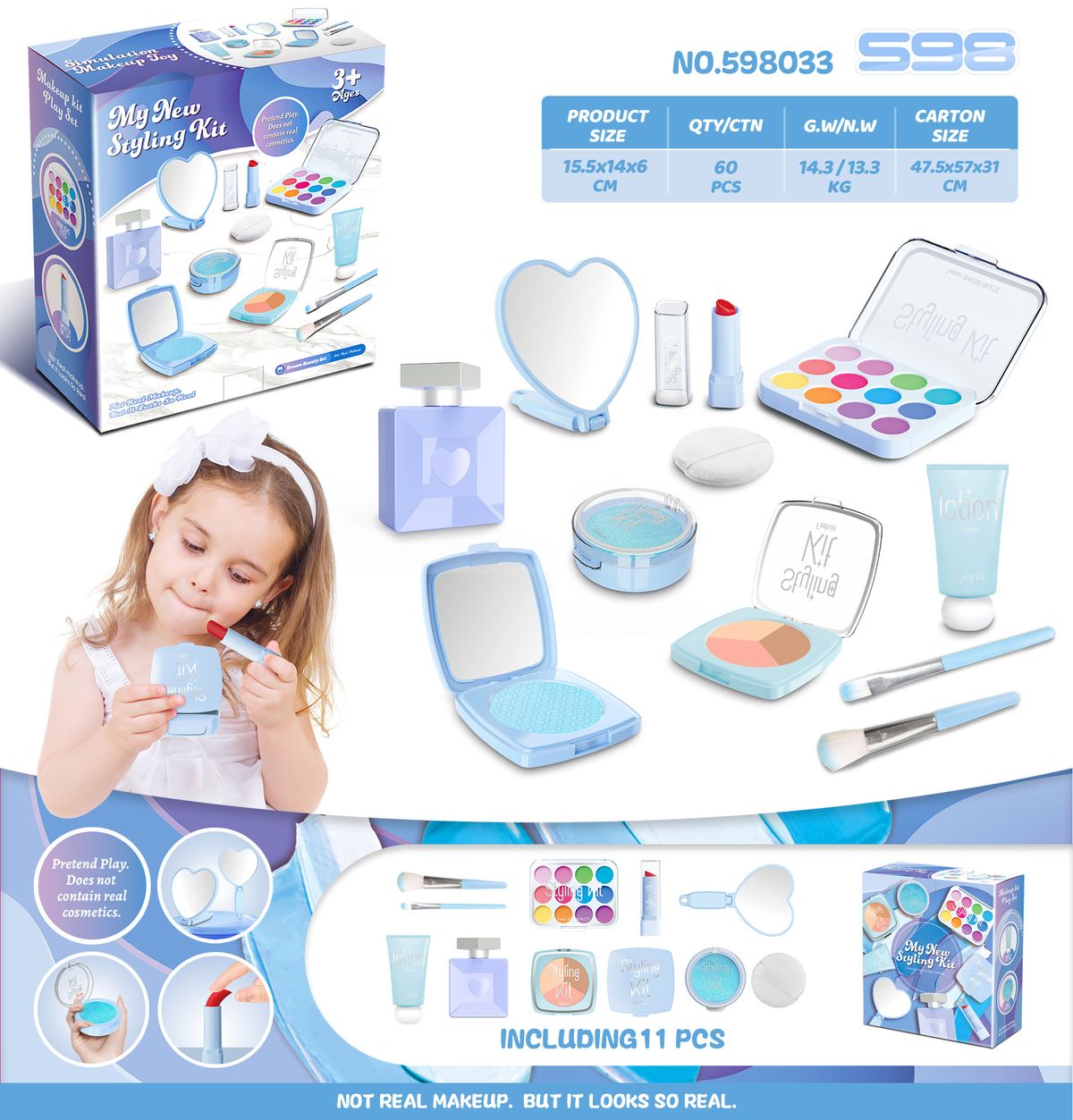 Carefully Selected Colorless And Unpainted Children's Play House Simulation Makeup Toys Little Girl Makeup Set Toys_viptrois.com