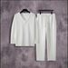 Autumn New Men's Textured Solid Color V Neck Pullover Long Sleeved Trousers Suit_viptrois.com