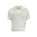 Men's Clothing Polo Shirt V Neck Short Sleeved Knitted Sweater Men's Slim Business Style Lapel Striped Ice Silk Breathable_viptrois.com