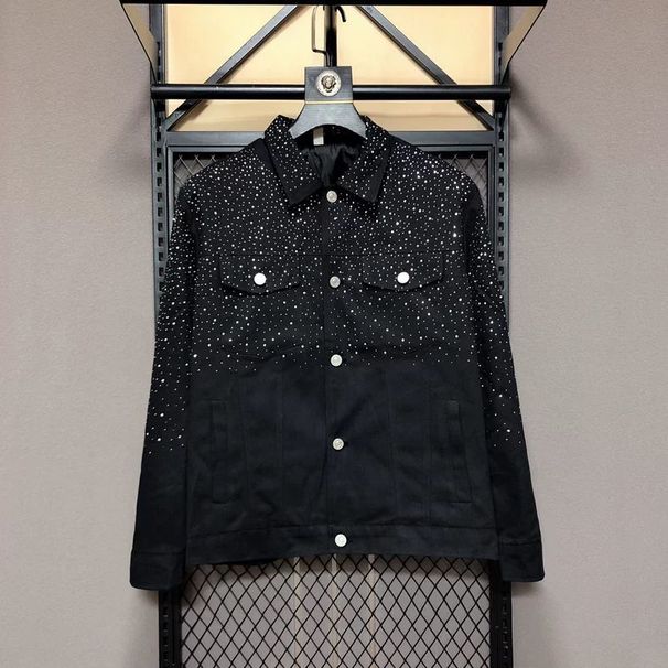 Man's Spring Autumn New Trendy Slim Fit Rascal Handsome Jacket With Diamond Hot Stamping And High Quality Denim For Men,_viptrois.com