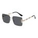 New Frameless Chain Leg Cut Square Large Frame Women's Sunglasses, Internet Famous, Same Style Men's Trendy Sunglasses_viptrois.com