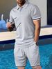 Men's Clothing Summer Lapel Short Sleeved Shorts Youth T Shirt Set_viptrois.com