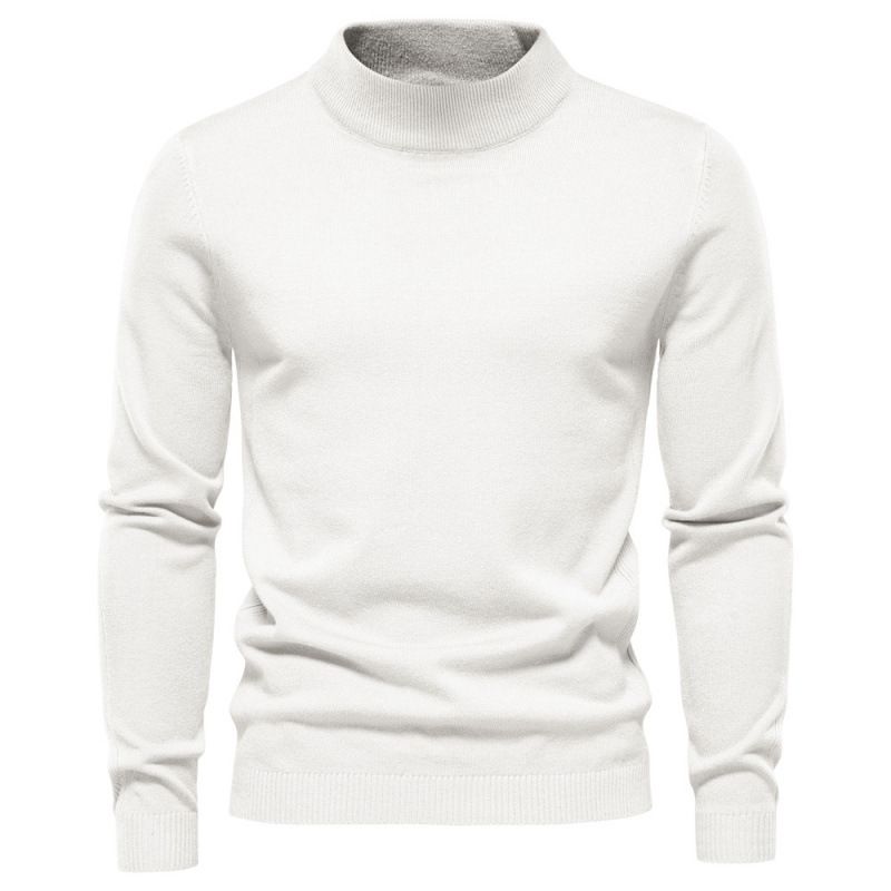 Men's Clothing Autumn And Winter New Casual Men's Solid Color Pullover Sweater Foreign Trade High Neck Men's Casual Sweater Cross Border Sweater_viptrois.com