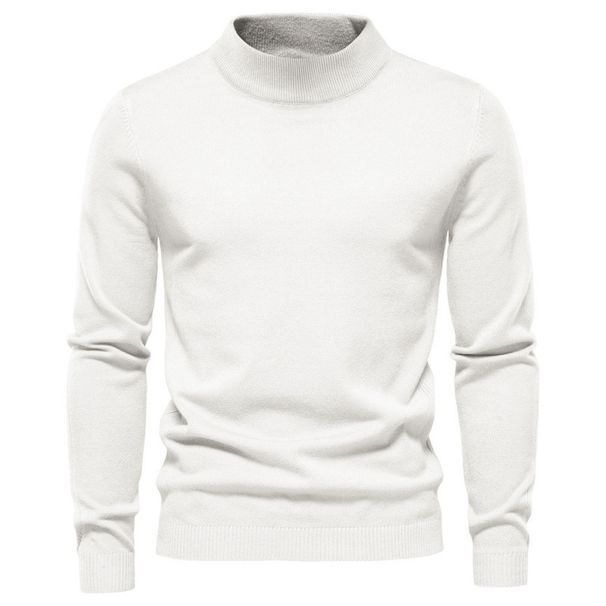 Men's Clothing Autumn And Winter New Casual Men's Solid Color Pullover Sweater Foreign Trade High Neck Men's Casual Sweater Cross Border Sweater_viptrois.com