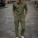 Men's Autumn And Winter Long Sleeved Trousers Jacquard Fabric Polo Shirt Suit Suitable For Daily Leisure Sports_viptrois.com
