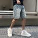 Men's Clothing Summer Denim Shorts Men's Trendy Brand Handsome Ripped Patch Shorts Embroidered New Pants Men's Straight Pants_viptrois.com