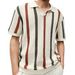 Men's Clothing European And American Thick Needle Hollow Knit Sweater Striped Contrast Wool Casual Polo Shirt_viptrois.com