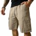 Men's Linen Blend Cargo Shorts With Drawstring Waist Multi-Pocket Workwear Casual Summer Shorts Breathable Beach Shorts_viptrois.com