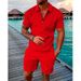 Men's Knit Polo & Shorts Set - Zipper Lapel Casual Short Sleeve Outfit_viptrois.com