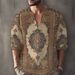 New Spring And Autumn Simple Men's Ethnic Style 3D Printed V-neck Casual Long Sleeved T-shirt_viptrois.com