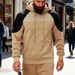 Cross-border American Autumn And Winter Heavy-duty Loose Casual Men's Simple Outdoor Hooded Commuting Color Contrasting Texture Sweater_viptrois.com