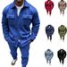 Men's Autumn Winter Suit Heavyweight Suede Solid Color Single Breasted Workwear Cardigan Two Piece Set_viptrois.com