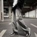 boy Old School Distressed Jeans For Men Summer Ins High Street Trendy Loose Straight European American Hip Hop Pants_viptrois.com