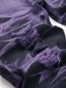 Men's Clothing High-Quality Trendy Personalized Purple And Black Ripped Denim Trousers_viptrois.com