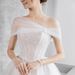 Bridal Strapless Wedding Dress With Covering Arm Decoration Accessories, White Champagne Detachable Activity Shawl_viptrois.com
