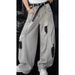 Men's Clothing Ripped Center Seam Jeans Men's Summer Thin American High Street Trendy Trousers Loose Straight Wide Leg Casual Trousers_viptrois.com