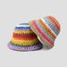 Ins Rainbow Straw Hat Summer Travel Sun Protection Bucket Hat Beach Large Brim Face Small Wool Fisherman Hat_viptrois.com