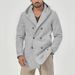 Men's Stylish Trench Coat With Double Breasted Design, Mid-Length Cotton Blend Jacket For Spring & Autumn, Slim Fit Casual Coat_viptrois.com