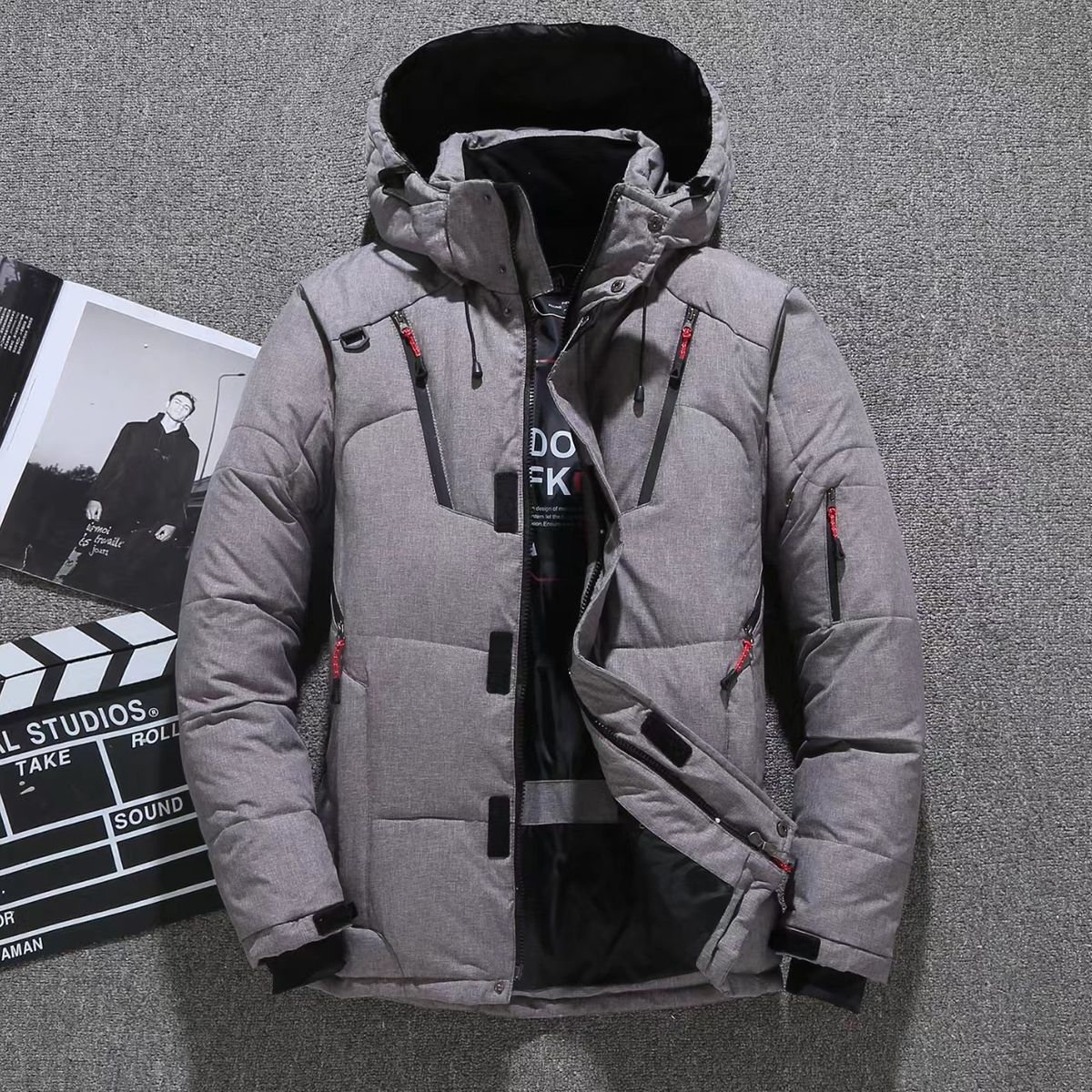 Men's Winter Hooded Down Jacket - White Duck Feather Filled, Windproof & Warm Coat For Outdoor Activities_viptrois.com