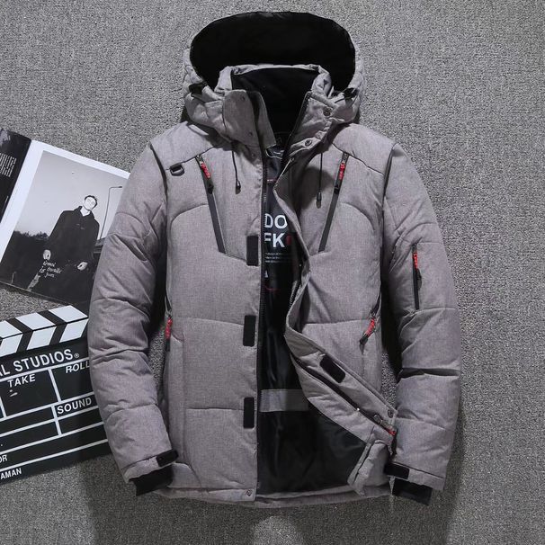 Men's Winter Hooded Down Jacket - White Duck Feather Filled, Windproof & Warm Coat For Outdoor Activities_viptrois.com