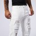 Men's Clothing Elastic Hot Diamond White Jeans Men Ripped Patch Slim Fit Skinny Tight Pants Men_viptrois.com