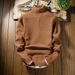 Men's Slim-Fit High Neck Sweater – Lightweight Acrylic Blend Pullover For Autumn & Winter_viptrois.com