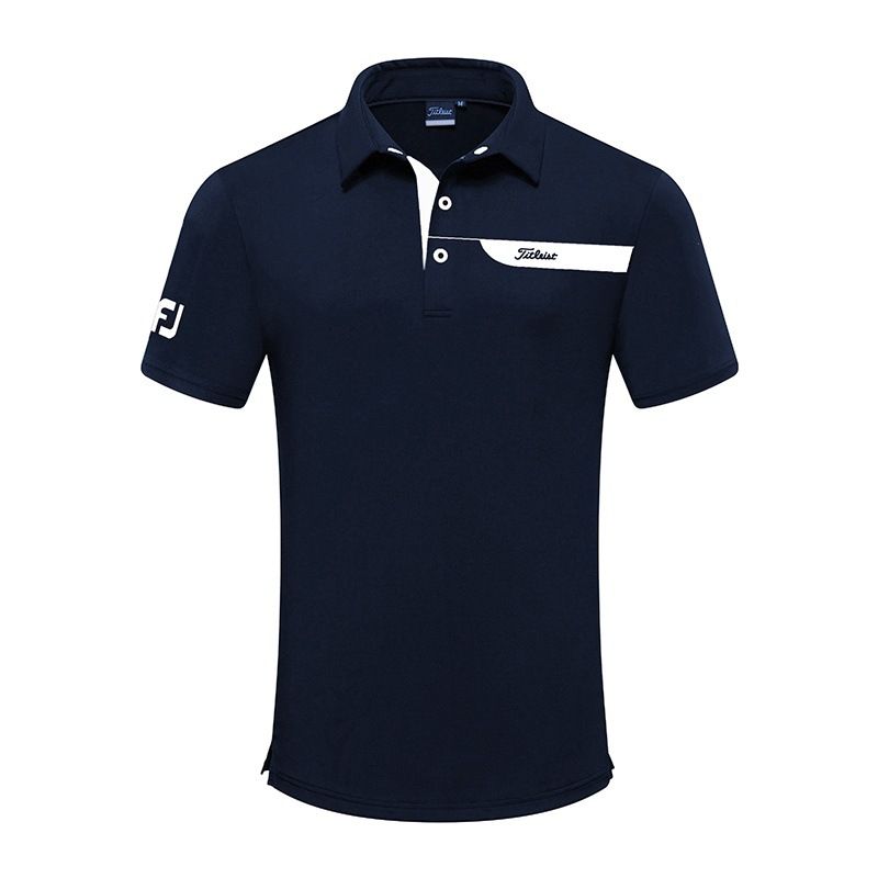 Men's Clothing Golf Clothing Men's Short Sleeved Sports Sweat Absorbing T Shirt Elastic Quick Drying Jersey Summer Lapel Golf Clothes_viptrois.com