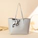 Fashion Simple Large Capacity Tote Bag 2024 New Lychee Pattern Scarf Decoration Solid Color Women's Shoulder Bag_viptrois.com