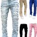 Men's Stretch Denim Jeans Slim Fit Bootcut With Vintage Wash - Casual High Street Fashion (Black, Khaki, Camo Green, Light Blue)_viptrois.com